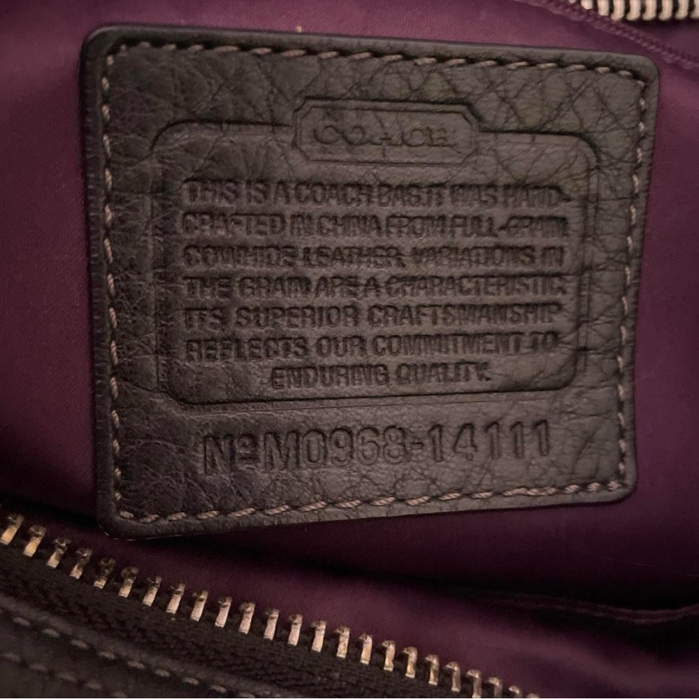 Coach Black Leather Patch with Purple Lining